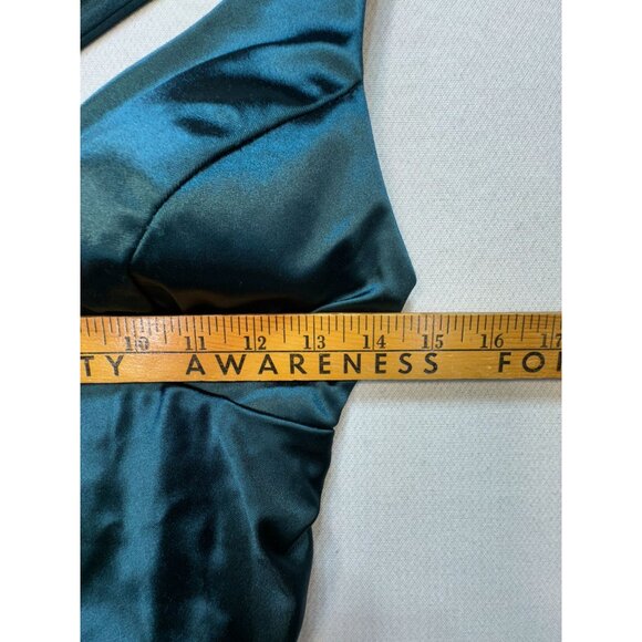 B. Darlin Womens Satin Strappy Ruched Dress Size M Emerald Green Sexy - Picture 12 of 12
